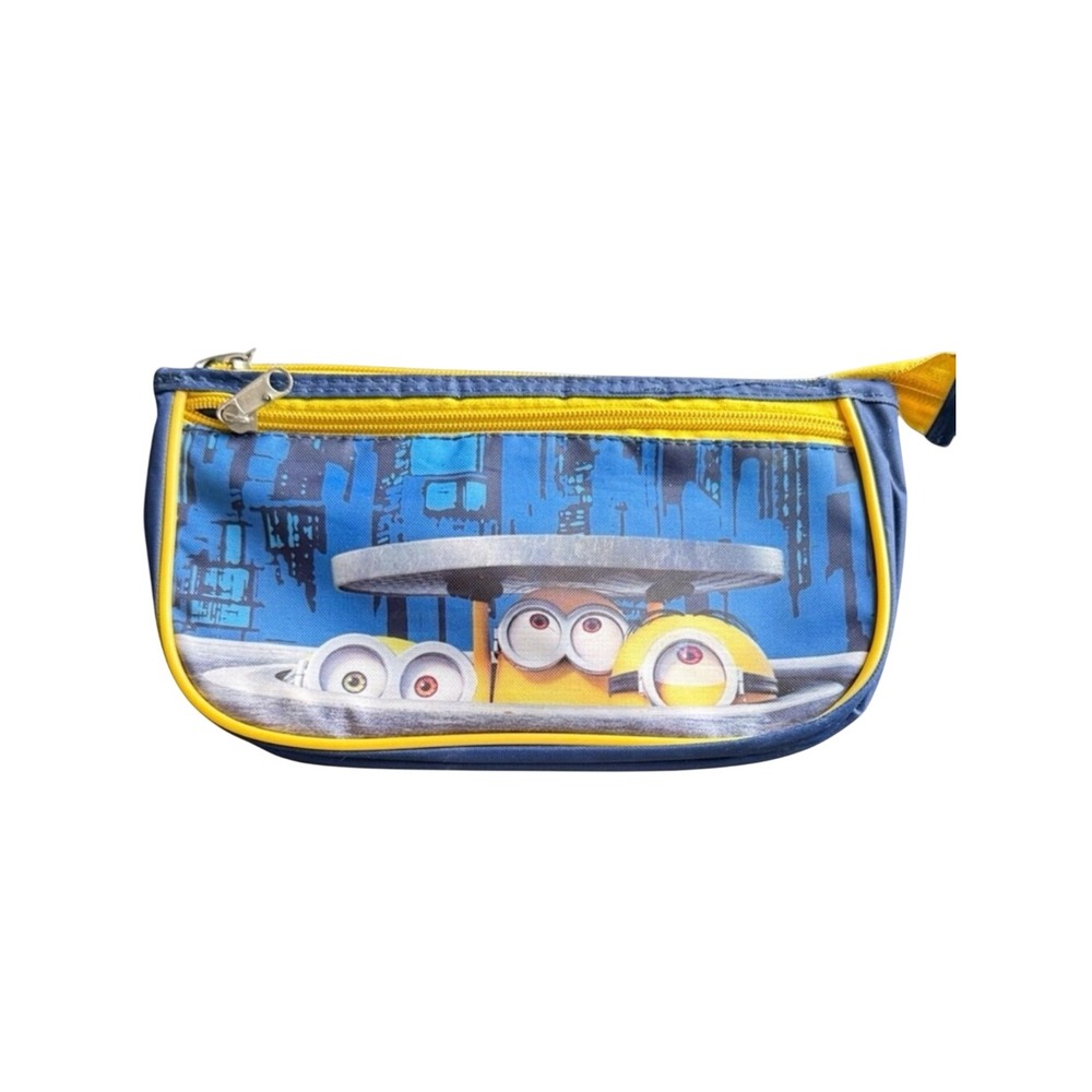 Minions Pencil‎ Case Kids OS Blue Yellow Good Double Zipper School Pouch